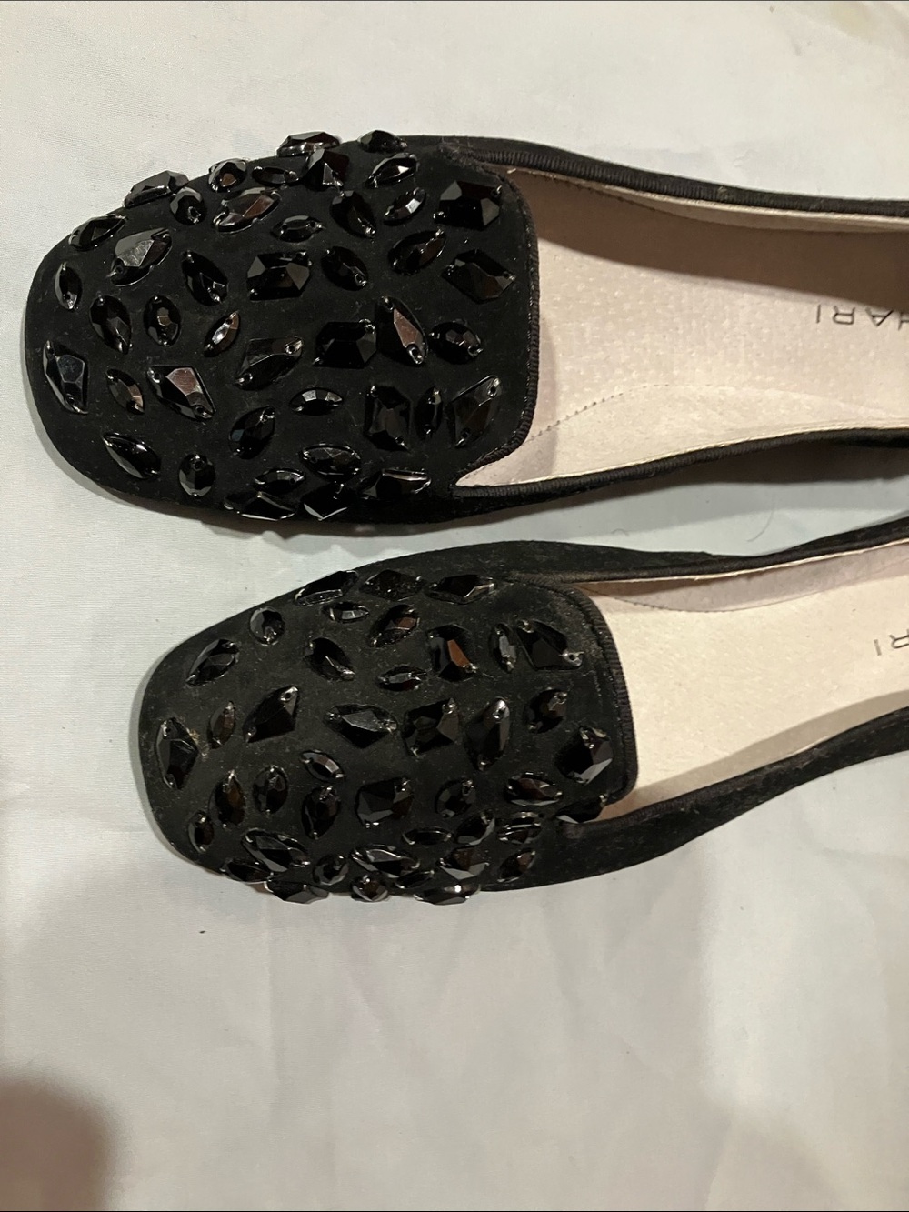 Tahari Black Jeweled Slip-On Loafers - Picture 9 of 14